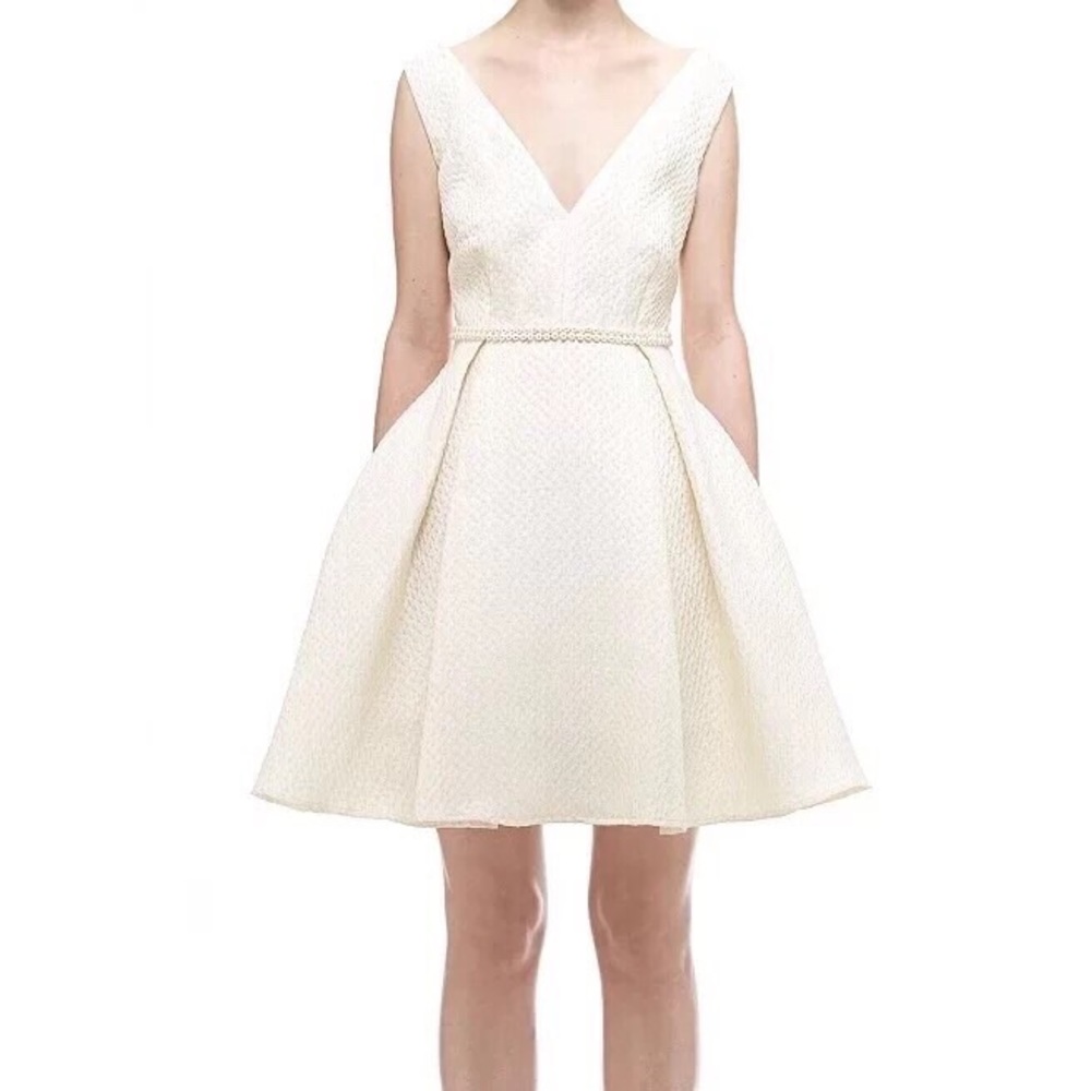 self-portrait sculpted jacquard pearl formal dress